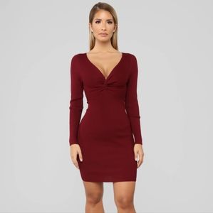Burgundy fashion nova sweater dress,  size Medium